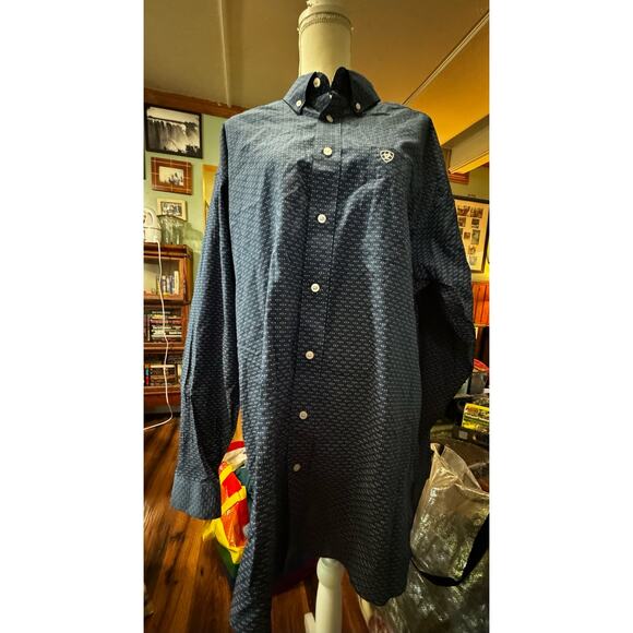 Mens Long Sleeve Button Up Paperdenim  Shirt with Red and White pattern - Picture 3 of 4